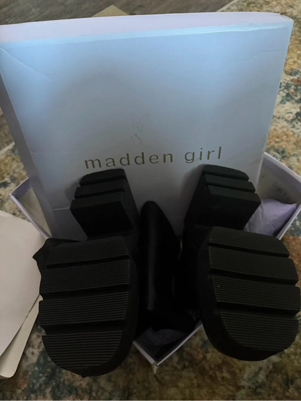 Madden Girl Black Chunky Platform Knee-High Boots